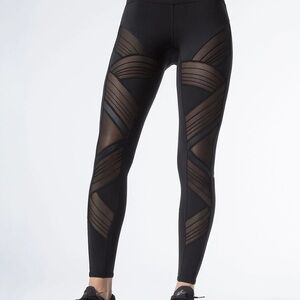 Black Mesh Panel Leggings